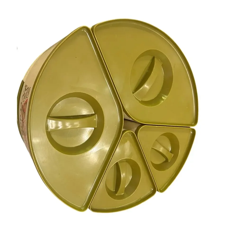 Vintage 1970s Sterilite Butterfly Lazy Susan Canister Set 1591 3 Scoops MCM -